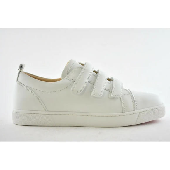 Christian Louboutin Kiddo Donna Flat Calf Leather White Strap Trainer Sneaker 40 - Picture 2 of 12